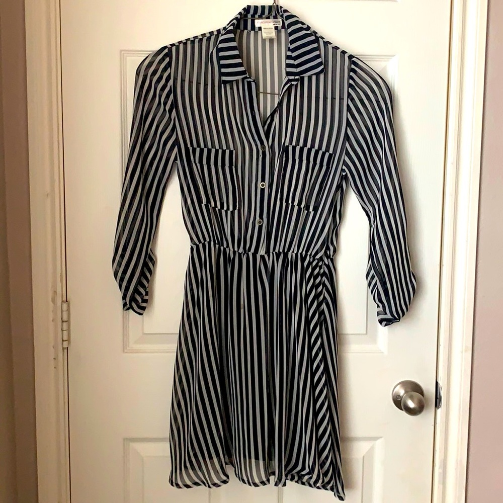 Black and white sheer stripped dress.